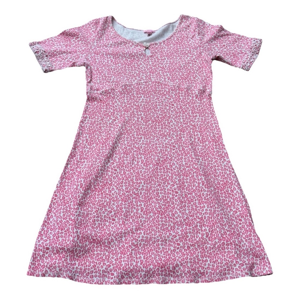 Lilly Pulitzer M Cotton Nighty‎ Pink White Leopard Print Nightgown Short Sleeve
